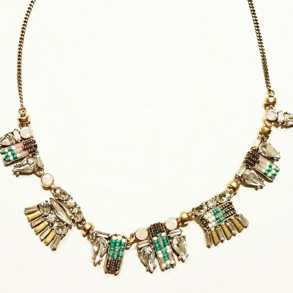 J. Crew Jewelry - J. Crew Teal Beaded & Rhinestone Necklace